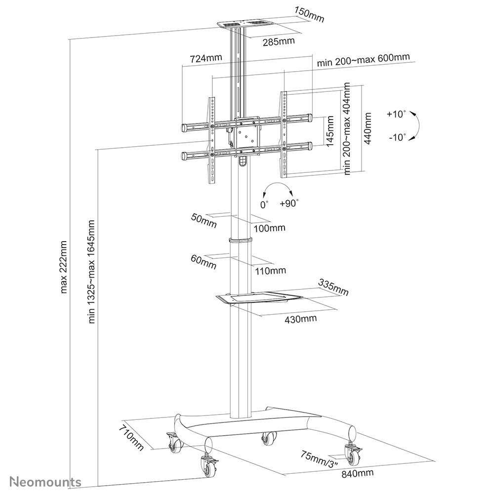Soporte de suelo móvil Neomounts para TV